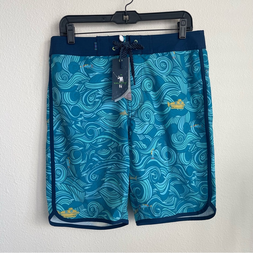 William Murray Performance Stretch Submarine Waves Swim Trunks Board Shorts